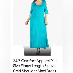 NWT 24Seven Comfort Apparel cold shoulder long maxi dress Jade color